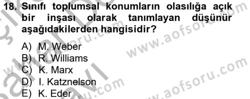 Toplumsal Tabakalaşma ve Eşitsizlik Dersi 2014 - 2015 Yılı (Vize) Ara Sınav Soruları 18. Soru