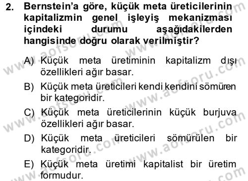 Toplumsal Tabakalaşma ve Eşitsizlik Dersi 2014 - 2015 Yılı (Vize) Ara Sınav Soruları 2. Soru