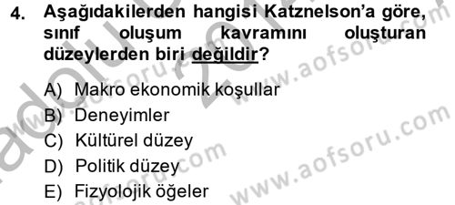 Toplumsal Tabakalaşma ve Eşitsizlik Dersi 2014 - 2015 Yılı (Vize) Ara Sınav Soruları 4. Soru