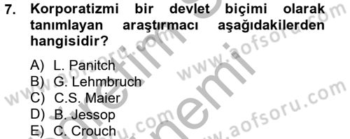 Toplumsal Tabakalaşma ve Eşitsizlik Dersi 2014 - 2015 Yılı (Vize) Ara Sınav Soruları 7. Soru