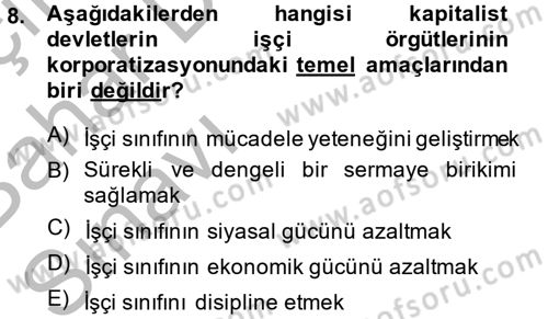 Toplumsal Tabakalaşma ve Eşitsizlik Dersi 2014 - 2015 Yılı (Vize) Ara Sınav Soruları 8. Soru