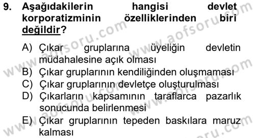 Toplumsal Tabakalaşma ve Eşitsizlik Dersi 2014 - 2015 Yılı (Vize) Ara Sınav Soruları 9. Soru
