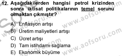 Toplumsal Tabakalaşma ve Eşitsizlik Dersi 2014 - 2015 Yılı (Final) Dönem Sonu Sınav Soruları 12. Soru