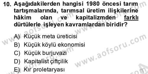 Toplumsal Tabakalaşma ve Eşitsizlik Dersi 2014 - 2015 Yılı Tek Ders Sınav Soruları 10. Soru