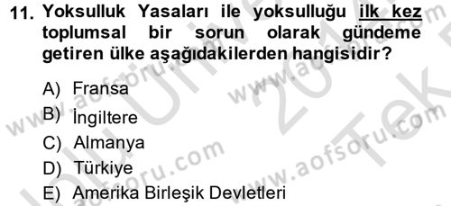 Toplumsal Tabakalaşma ve Eşitsizlik Dersi 2014 - 2015 Yılı Tek Ders Sınav Soruları 11. Soru