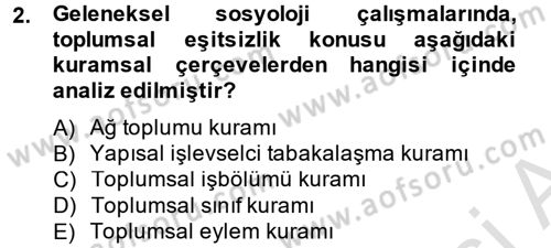 Toplumsal Tabakalaşma ve Eşitsizlik Dersi 2014 - 2015 Yılı Tek Ders Sınav Soruları 2. Soru