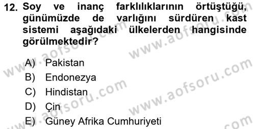 Toplumsal Tabakalaşma ve Eşitsizlik Dersi 2015 - 2016 Yılı (Vize) Ara Sınav Soruları 12. Soru