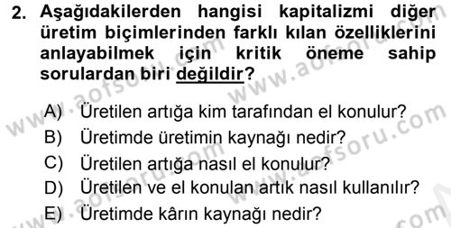 Toplumsal Tabakalaşma ve Eşitsizlik Dersi 2015 - 2016 Yılı (Vize) Ara Sınav Soruları 2. Soru
