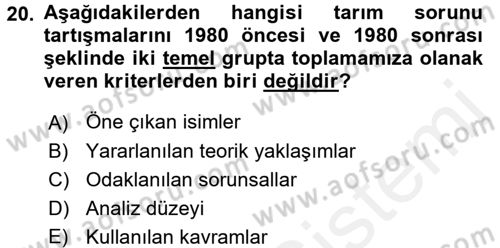 Toplumsal Tabakalaşma ve Eşitsizlik Dersi 2015 - 2016 Yılı (Vize) Ara Sınav Soruları 20. Soru
