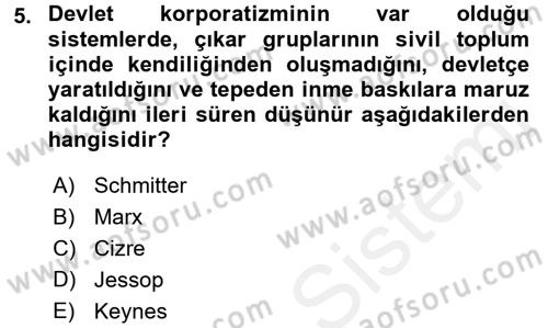 Toplumsal Tabakalaşma ve Eşitsizlik Dersi 2015 - 2016 Yılı (Vize) Ara Sınav Soruları 5. Soru