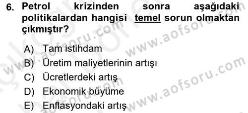 Toplumsal Tabakalaşma ve Eşitsizlik Dersi 2015 - 2016 Yılı (Vize) Ara Sınav Soruları 6. Soru
