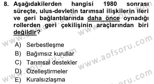 Toplumsal Tabakalaşma ve Eşitsizlik Dersi 2015 - 2016 Yılı (Vize) Ara Sınav Soruları 8. Soru