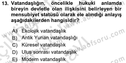 Toplumsal Tabakalaşma ve Eşitsizlik Dersi 2015 - 2016 Yılı (Final) Dönem Sonu Sınav Soruları 13. Soru