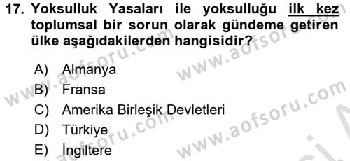 Toplumsal Tabakalaşma ve Eşitsizlik Dersi 2015 - 2016 Yılı (Final) Dönem Sonu Sınav Soruları 17. Soru