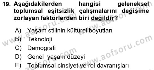 Toplumsal Tabakalaşma ve Eşitsizlik Dersi 2015 - 2016 Yılı (Final) Dönem Sonu Sınav Soruları 19. Soru