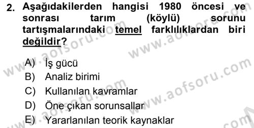 Toplumsal Tabakalaşma ve Eşitsizlik Dersi 2015 - 2016 Yılı (Final) Dönem Sonu Sınav Soruları 2. Soru