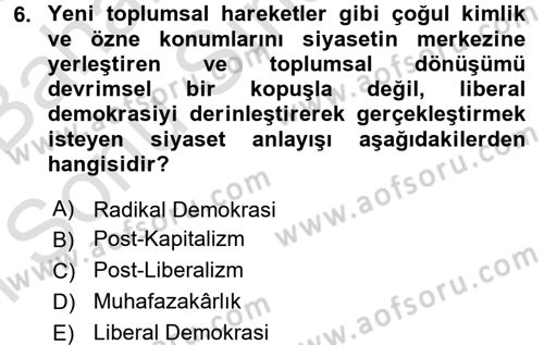 Toplumsal Tabakalaşma ve Eşitsizlik Dersi 2015 - 2016 Yılı (Final) Dönem Sonu Sınav Soruları 6. Soru