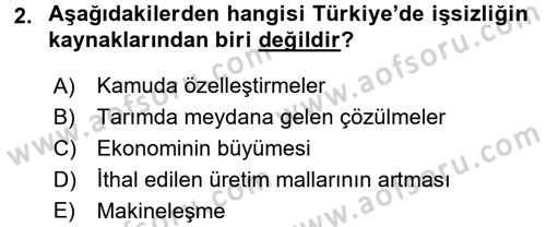 Toplumsal Tabakalaşma ve Eşitsizlik Dersi 2015 - 2016 Yılı Tek Ders Sınav Soruları 2. Soru