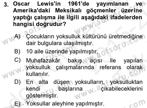 Toplumsal Tabakalaşma ve Eşitsizlik Dersi 2015 - 2016 Yılı Tek Ders Sınav Soruları 3. Soru