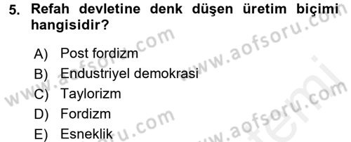 Toplumsal Tabakalaşma ve Eşitsizlik Dersi 2015 - 2016 Yılı Tek Ders Sınav Soruları 5. Soru