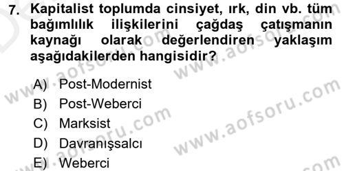 Toplumsal Tabakalaşma ve Eşitsizlik Dersi 2015 - 2016 Yılı Tek Ders Sınav Soruları 7. Soru