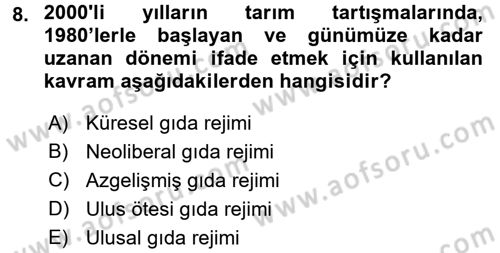 Toplumsal Tabakalaşma ve Eşitsizlik Dersi 2015 - 2016 Yılı Tek Ders Sınav Soruları 8. Soru