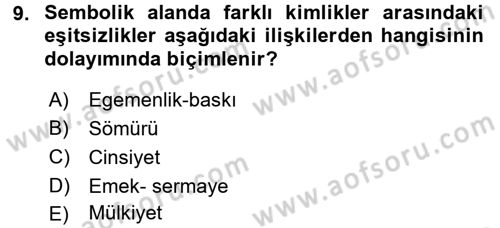 Toplumsal Tabakalaşma ve Eşitsizlik Dersi 2015 - 2016 Yılı Tek Ders Sınav Soruları 9. Soru