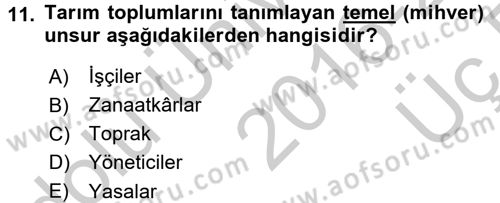 Toplumsal Tabakalaşma ve Eşitsizlik Dersi 2016 - 2017 Yılı 3 Ders Sınav Soruları 11. Soru