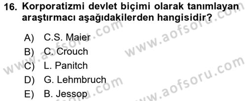 Toplumsal Tabakalaşma ve Eşitsizlik Dersi 2016 - 2017 Yılı 3 Ders Sınav Soruları 16. Soru