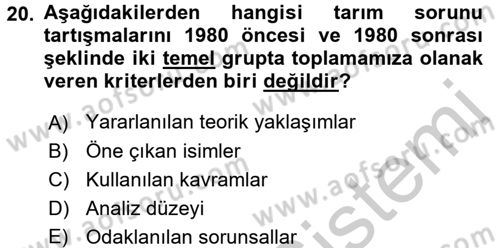 Toplumsal Tabakalaşma ve Eşitsizlik Dersi 2016 - 2017 Yılı 3 Ders Sınav Soruları 20. Soru