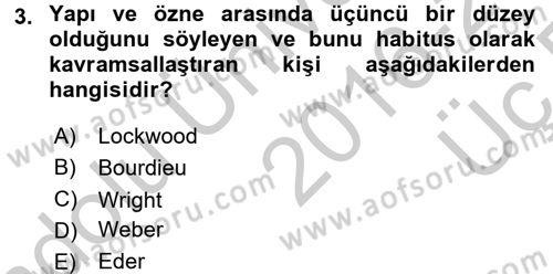 Toplumsal Tabakalaşma ve Eşitsizlik Dersi 2016 - 2017 Yılı 3 Ders Sınav Soruları 3. Soru