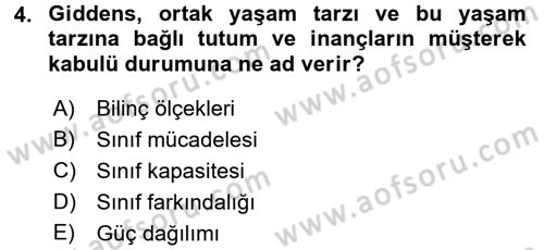 Toplumsal Tabakalaşma ve Eşitsizlik Dersi 2016 - 2017 Yılı 3 Ders Sınav Soruları 4. Soru