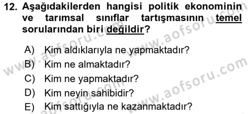 Toplumsal Tabakalaşma ve Eşitsizlik Dersi 2016 - 2017 Yılı (Vize) Ara Sınav Soruları 12. Soru