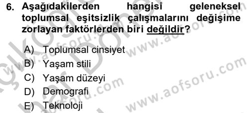 Toplumsal Tabakalaşma ve Eşitsizlik Dersi 2016 - 2017 Yılı (Vize) Ara Sınav Soruları 6. Soru