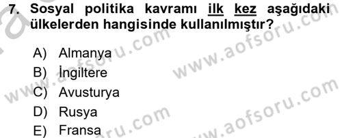 Toplumsal Tabakalaşma ve Eşitsizlik Dersi 2016 - 2017 Yılı (Vize) Ara Sınav Soruları 7. Soru