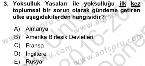 Toplumsal Tabakalaşma ve Eşitsizlik Dersi 2016 - 2017 Yılı (Final) Dönem Sonu Sınav Soruları 3. Soru