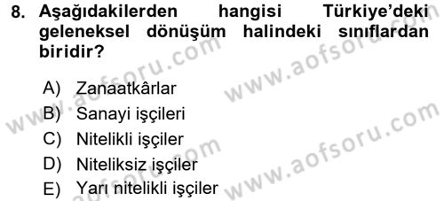 Toplumsal Tabakalaşma ve Eşitsizlik Dersi 2016 - 2017 Yılı (Final) Dönem Sonu Sınav Soruları 8. Soru