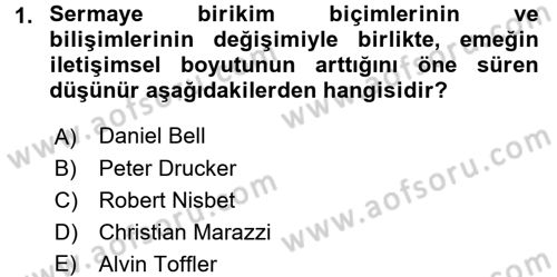 Toplumsal Tabakalaşma ve Eşitsizlik Dersi 2017 - 2018 Yılı 3 Ders Sınav Soruları 1. Soru