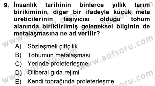 Toplumsal Tabakalaşma ve Eşitsizlik Dersi 2017 - 2018 Yılı 3 Ders Sınav Soruları 9. Soru