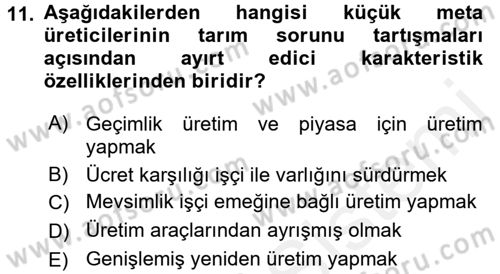 Toplumsal Tabakalaşma ve Eşitsizlik Dersi 2017 - 2018 Yılı (Vize) Ara Sınav Soruları 11. Soru