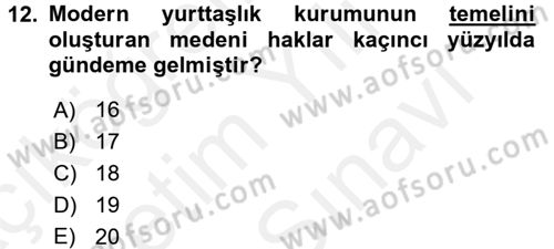 Toplumsal Tabakalaşma ve Eşitsizlik Dersi 2017 - 2018 Yılı (Vize) Ara Sınav Soruları 12. Soru