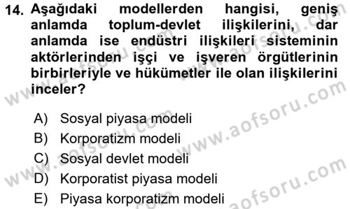 Toplumsal Tabakalaşma ve Eşitsizlik Dersi 2017 - 2018 Yılı (Vize) Ara Sınav Soruları 14. Soru