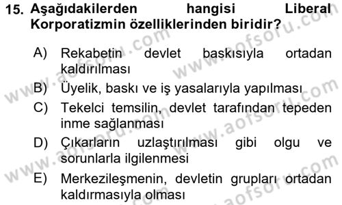 Toplumsal Tabakalaşma ve Eşitsizlik Dersi 2017 - 2018 Yılı (Vize) Ara Sınav Soruları 15. Soru