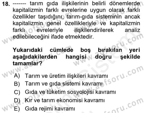 Toplumsal Tabakalaşma ve Eşitsizlik Dersi 2017 - 2018 Yılı (Vize) Ara Sınav Soruları 18. Soru