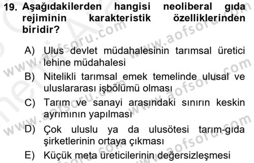 Toplumsal Tabakalaşma ve Eşitsizlik Dersi 2017 - 2018 Yılı (Vize) Ara Sınav Soruları 19. Soru