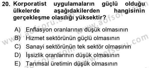 Toplumsal Tabakalaşma ve Eşitsizlik Dersi 2017 - 2018 Yılı (Vize) Ara Sınav Soruları 20. Soru