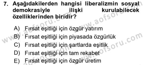 Toplumsal Tabakalaşma ve Eşitsizlik Dersi 2017 - 2018 Yılı (Vize) Ara Sınav Soruları 7. Soru