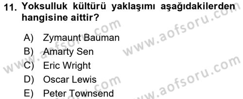 Toplumsal Tabakalaşma ve Eşitsizlik Dersi 2017 - 2018 Yılı (Final) Dönem Sonu Sınav Soruları 11. Soru