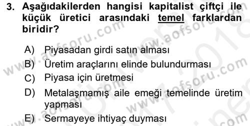 Toplumsal Tabakalaşma ve Eşitsizlik Dersi 2017 - 2018 Yılı (Final) Dönem Sonu Sınav Soruları 3. Soru