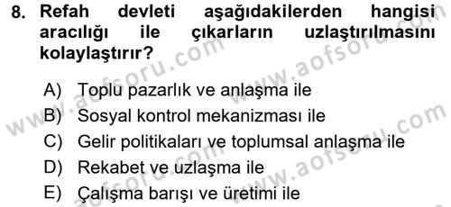 Toplumsal Tabakalaşma ve Eşitsizlik Dersi 2017 - 2018 Yılı (Final) Dönem Sonu Sınav Soruları 8. Soru